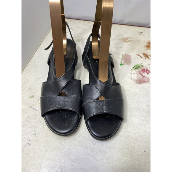 Sas Womens Caress Wedge Sandal Black Leather Cushoined Low Heel Slingback 8.5 - Picture 7 of 10